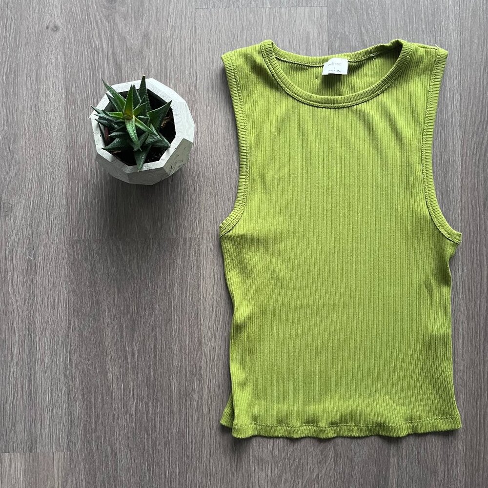 Wilfred Sleeveless Knit Olive Green Tank Top